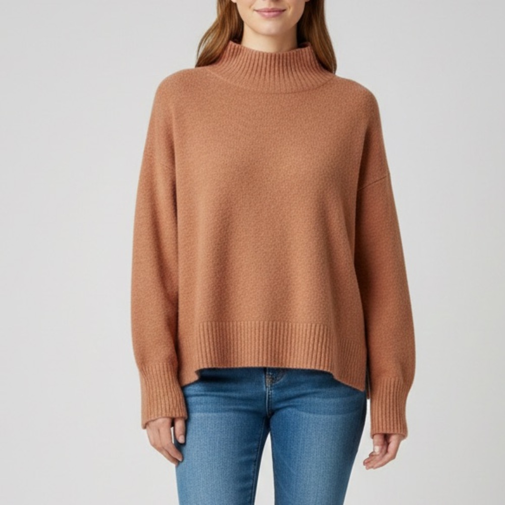 Uniqlo Pink Mock Neck Winter Fall Long Sleeve Knit Sweater Womenβsβ Size Large
